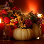 Thanksgiving flowers and candles